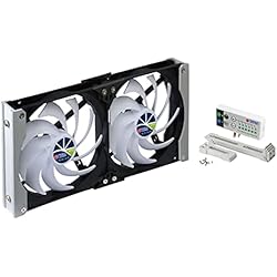 Ventilador 12V Con Termostato TITAN - Ventilador de enfriamiento de ventilación de Montaje en Bastidor Doble a Prueba de Agua de 12 V CC IP55 y con Temporizador y Controlador de Velocidad (120mm)