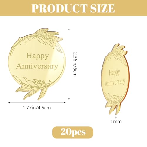 URROMA Happy Anniversary Acrylic Cupcake Toppers - Image 2
