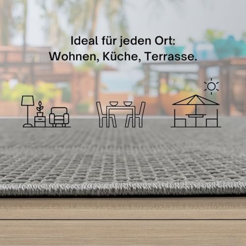the carpet Mistra - Moderner In- und Outdoor Teppich, perfekt für das Wohnzimmer, Schlafzimmer oder die Terrasse, Wetterfest, langlebig und pflegeleicht, Anthrazit, 120 x 170 cm