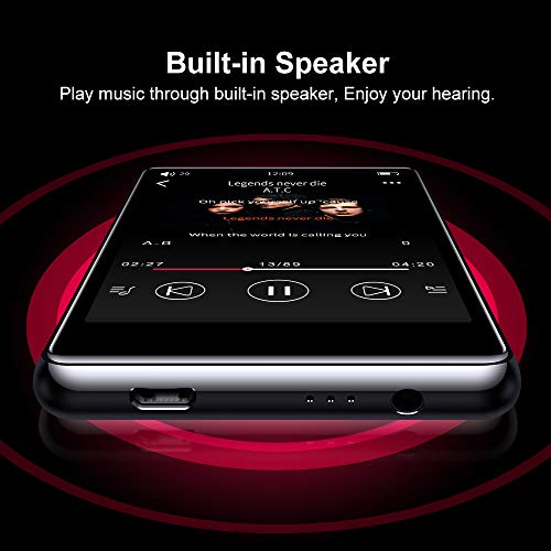 16GB MP3 Player with Bluetooth, Full Touchscreen HD Video Mp4 Mp3 Music Player with Speaker,FM Radio, Micro SD Slot, Headphones + Case Included, Expandable up to 128GB