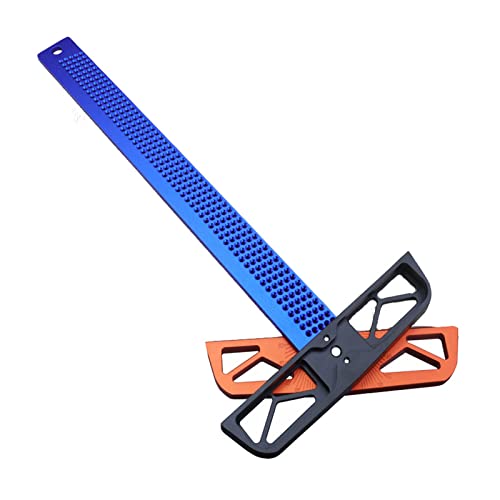 Regla cuadrada tipo T - Posicionamiento de agujeros: regla métrica de aleación de aluminio, regla en T, herramienta de carpintero y marcador para posicionar y marcar adecuado (azul T-400) Cover