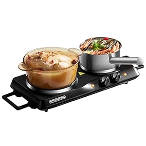 Elektrische Doppelkochplatte 2.500 Watt Campingkocher Herdplatte Kochfeld Camping 2 Kontrolleuchten Kochplatte Überhitzungsschutz aus Glas