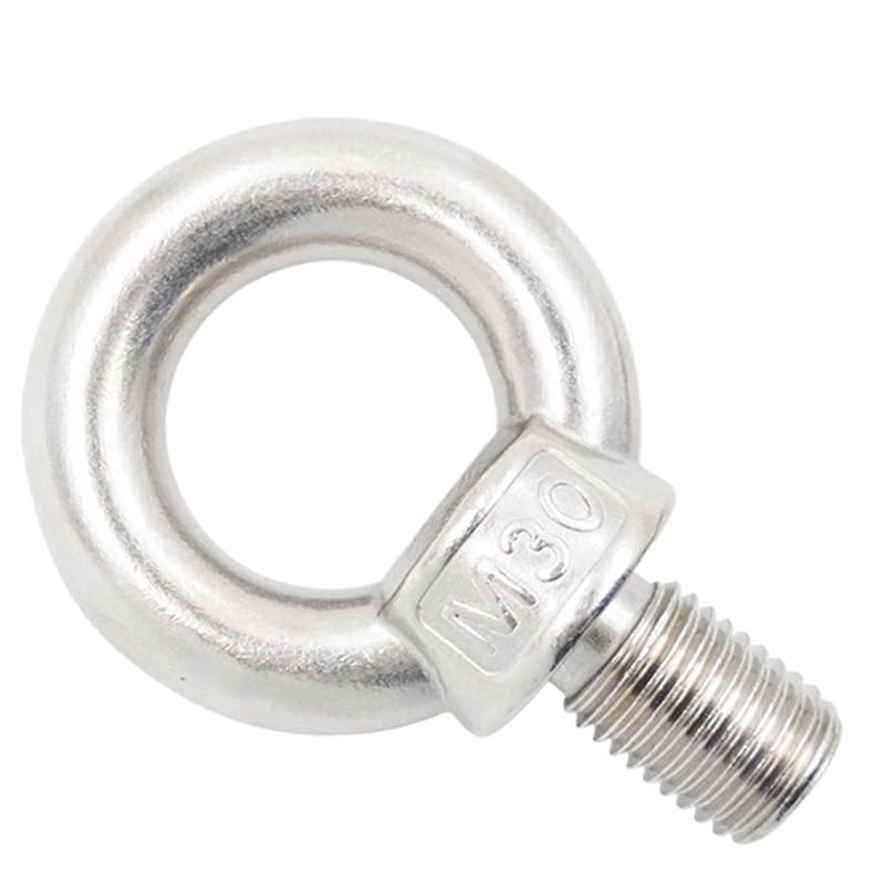 Lifting Eyebolt, 1pcs 304 Stainless Steel Cable Rope Lifting Eye Bolt M3 M4 M5 M6 M8 M10 M12 M14 M16 M18 M20 M24 M27 M30 Male Thread Hook Screw Bolts(M27)