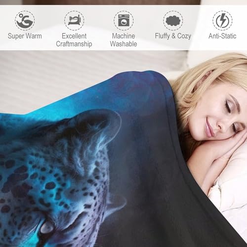 Couverture léopard douce anti-froid - Plaid grand format lavable pour canapé