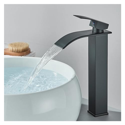 Grifo de lavabo cascada negro monomando mezclador para baño 7