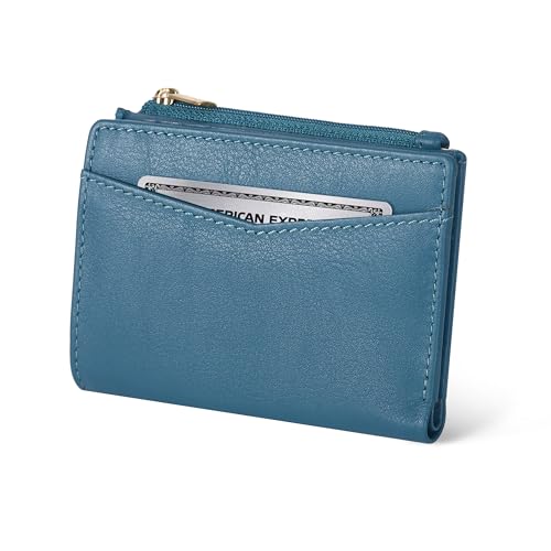 Image of Oak Leathers Leather Wallet For Women - Small RFID Coin Purse Credit Card & ID Holder for Ladies, Gift for Women's, Bifold Wallets (Nappa Ottanio)