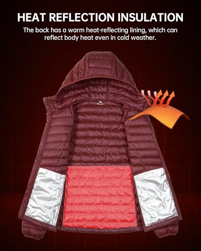 CAMELSPORTS Women's Down Jacket Hooded Winter Light Weight Short Puffer Coats Packable Warm Windproof Ladies Parka4