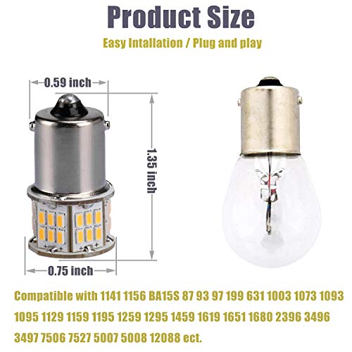 Ibrightstar Super Bright 12-24V Led Bulbs 1141 1156 1003 1073 Ba15S 7506 Replacement For Rv Camper Interior Indoor Backup Reverse Brake Tail Lights, Warm White(4000K) #TOP2