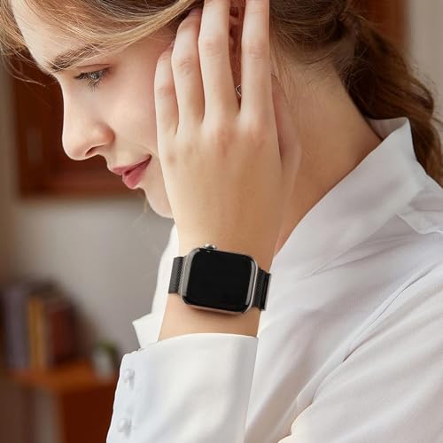 Image of Meliya Metal Straps Compatible for Apple Watch Strap 38mm 40mm 41mm 42mm 44mm 45mm 46mm 49mm Women Men, Adjustable Mesh Loop Magnetic Milanese Band for iWatch Series 10 9 8 7 6 5 4 3 2 1 SE
