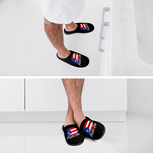 Puerto Rican Flag Plush Slippers Funny Graphic Footwear Cotton House Shoes for Men Indoor Outdoor 5