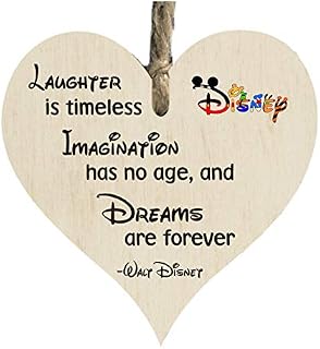the sticker studio ltd Walt Disney Laughter Dreams Quote Wooden Heart Shape Plaque Gift Sign htc141
