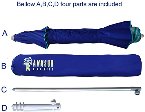 AMMSUN 7ft Heavy Duty High Wind Beach Umbrella Parasols with sand anchor & Tilt Sun Shelter, UV 50+ Protection Outdoor Sunshade Umbrellas Carry Bag for Patio Garden Pool Backyard by AMMSUN - Image 3