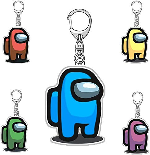 1pcs Among Us Keychian Amongus Schlüsselanhänger Character Handmade Custom Decorationen,Blau Cover