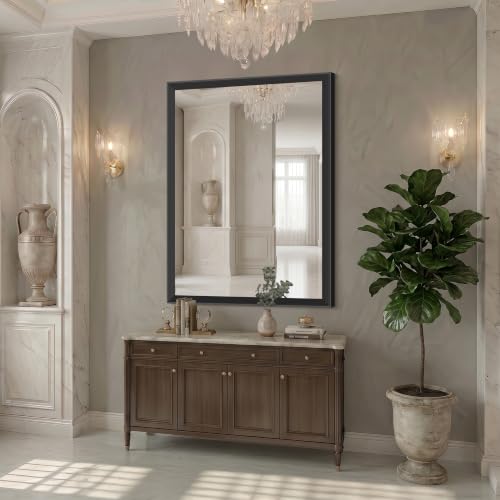 Image of DESBING Bathroom Mirror for Over Sink, 36 inchx48 inch Black Rectangle Bathroom Mirror