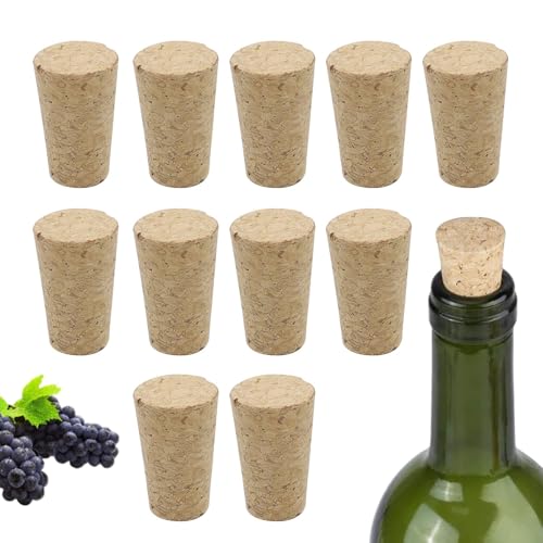 12er Pack Weinflaschenkorken, Kegelförmige Korken, Holzkorken, Handwerkskorken, Bierkorken, Champagnerstopfen für Weinglasflaschen, Bar, DIY, Handwerk, Küche, Zubehör (SIZE:22 mm x 17 mm x 35 mm)