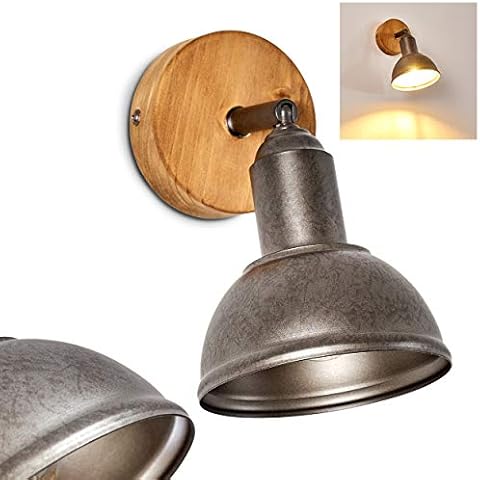 Wandleuchte Tholen, verstellbare Wandlampe aus Metall/Holz in Grau/Braun Cover
