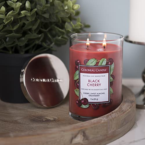 Colonial Candle Black Cherry Scented Jar Candle, Classic Cylinders Collection, 2 Wick, Red, 11 Oz - Up To 80 Hours Burn #TOP4