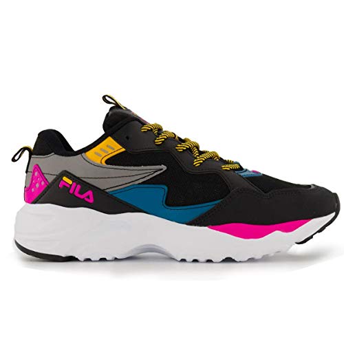 Fila, Rippler, Tênis, Feminino, Preto/Rosa Flúor/Amarelo, 35