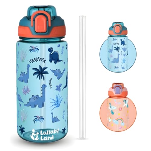 Lullaby Land 600ML Water Bottle for Kids Light weight Stay Hydrated with Kids Water Bottle for School No Leak Bpa Free Water Bottle for Boys Insulated Water Bottle Kids with Straw (Blue)