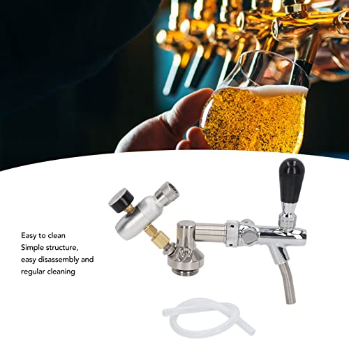 Image of Tissting Beer Keg Dispenser Kit with Adjustable Faucet & Pressure Gauge, Stainless Steel Home Brewing Regulator Equipment for 1.8-10L Kegs, Easy to Clean & Durable