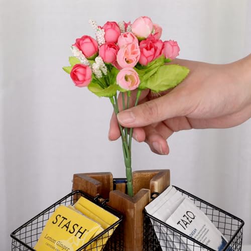 image for HTB Carousel Tea Bag Organizer for Counter, 2 Tier Tea Bag Holder with