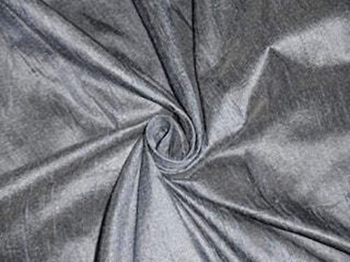 Tissu Dupioni en pure soie gris argent de haute couture pour robe d'exception