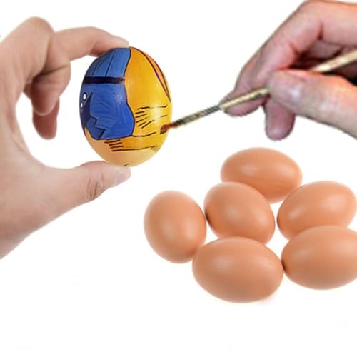 8 Stk Holz Eier,Künstliche gefälschte Eier,Falsche Eier aus Holz, um Hennen Anzuregen, Künstliche Holzeier Helfen Beim Legen, Fördern das Legen Oder Verhindern das Essen von Eiern (gelbe+weiß)