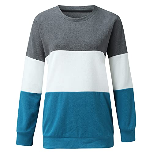 Briskorry Splices Pluche jas voor dames, pluizig pluizig lange mouwen, ronde hals, pullover, retro, oversized, losse trui, effen, elegant sweatshirt, bovenstuk, tops, lange mouwen - Image 5