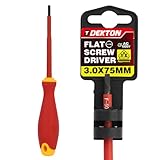 DEKTON Slotted VDE Screwdriver SL 0.5x3.0x75mm – VDE Certified to EN IEC 60900:2018 | Tested to 1000V | Chrome Vanadium Shaft with Corrosion-Resistant Tip | Ergonomic Dual-Colour Handle