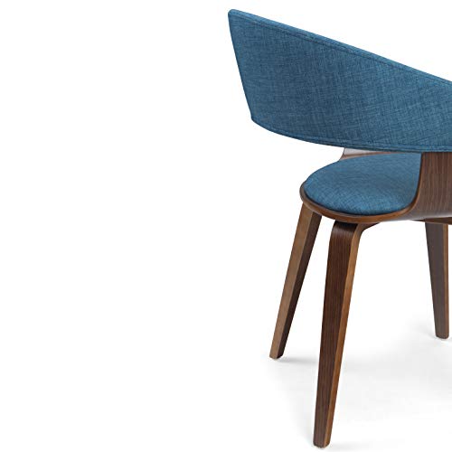 Simplihome Lowell 17 Inch Mid Century Modern Bentwood Dining Chair In Blue Linen Look Fabric, For The Dining Room #TOP6