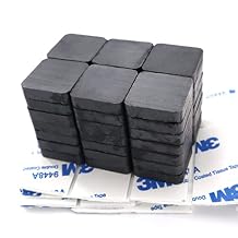 42 Pieces Adhesive Ferrite Magnetic Squares - Strong Magnets with Adhesive Backing, Ceramic Magnet Ideal for DIY, Craft, Whiteboard - 0.8"x0.12"