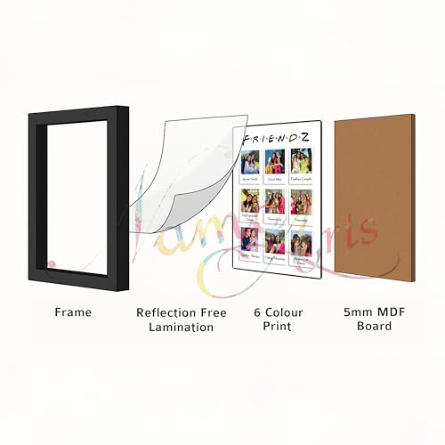 Image of Personalized FRIENDZ Polaroid Style Collage Photo Frame | Customised 9-Photo Portrait Layout for Best Friends, Girls & Cousins | Cute Aesthetic Grid | Birthday, Farewell & College Memories Gift | Glare-Free Laminated Wooden Frame | A5 /A4 /A3