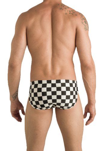 Gary Majdell Sport Mens Solid Black Checker Contour Pouch Bikini Swimsuit X-Large #TOP3