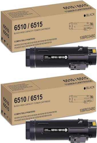 Phaser 6510 / Workcentre 6515 Black High Capacity Toner-Cartridge Compatible for Xerox 106R03480 for Xerox WorkCentre 6515DN 6515DNI 6515DNM 6515N, Phaser 6510DN 6510DNI 6510DNM 6510N Printer, 2 Pack -  VANCOOH