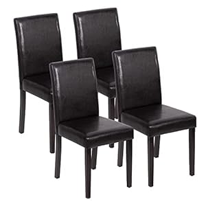 Dining Chairs Dining Room Chairs Parsons Set of 4 Dining Side Chairs for Home Kitchen Living Room, Leather Black