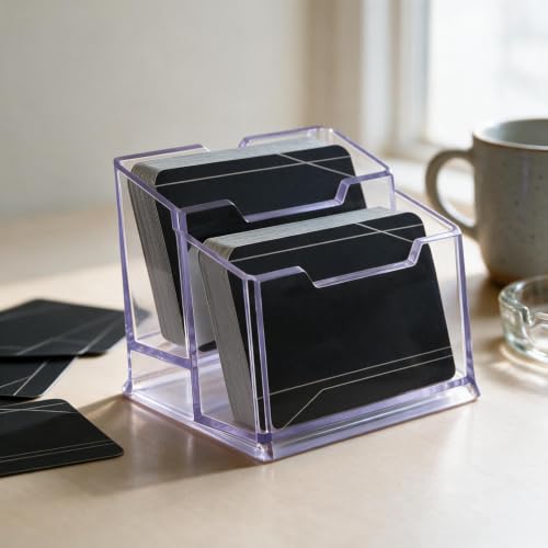 Image of DAHSHA 2-Tier Acrylic Visiting Business Card Holder Display Stand