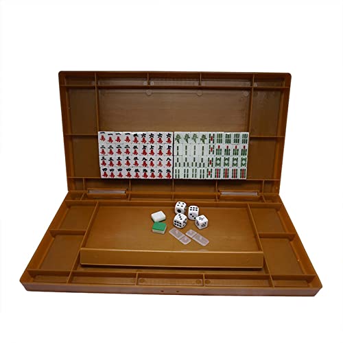 Mahjong con 144 fichas y mesa plegable portátil miniatura 2