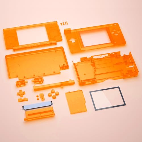 Image of eXtremeRate Clear Orange Replacement Full Housing Shell for Nintendo DS Lite, Custom Handheld Console Case Cover with Buttons, Screen Lens for Nintendo DS Lite NDSL - Console NOT Included