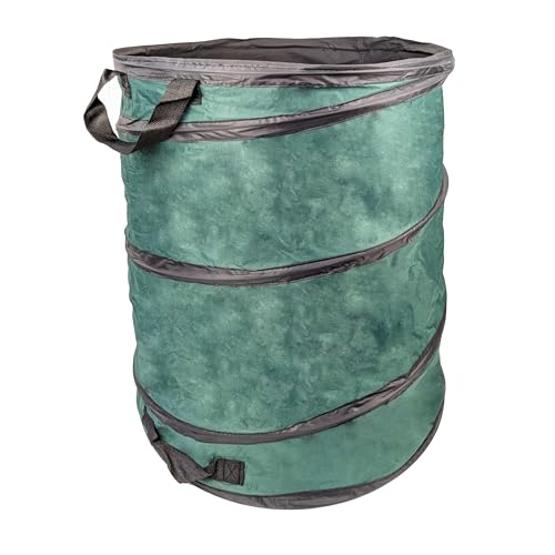 Garden Waste Bag Heavy Duty Garden Bin Pop Up Bag In Green With Handles - Reusable Waste Weeds Leaves Bin Bag - 100% HD Nylon - 170L Large Waste Sack