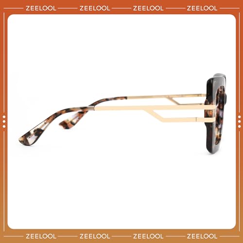 Image of Zeelool Oversized Square Eyeglasses for Women with Non-prescription Clear Lens ZJGX444789-04 Flower