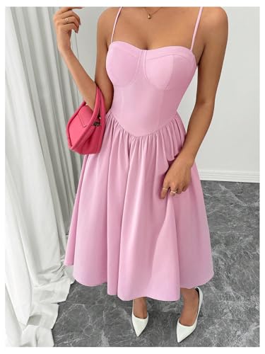 SOLY HUX Women's Sleeveless Midi Corset Dress Flared A Line Flowy Party Cami Dresses3