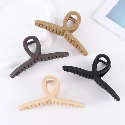 Image of Bakefy-4 pcs Big Hair Claw Clips Butterfly Hair Clips for Women Claw Clips Large Metal Hair Clip for Girls Hair Accessories for Long Thick Hair 4 Pcs