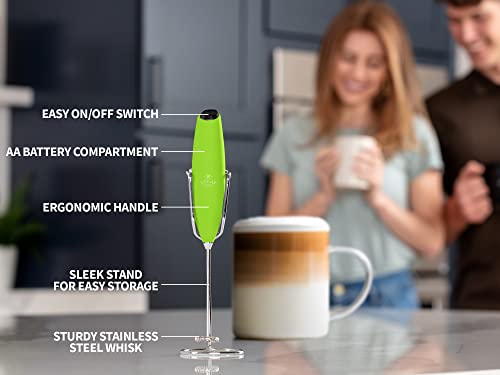 Image of Zulay Kitchen Milk Frother Wand - High-Speed Handheld Frother with Upgraded Stand - Electric Foam Maker with Stainless Steel Whisk