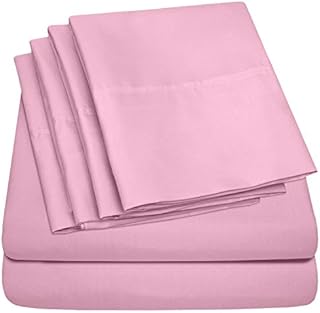 Sweet Home Collection 6 Piece Bed Sheets 1500 Thread Count Fine Microfiber Deep Pocket Set-Extra Pillow Cases, Value, Queen, Pink