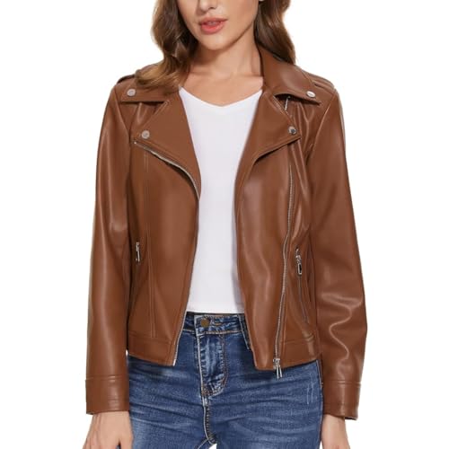 Image of Leather Jacket For Women Biker (Black)