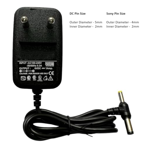 Image of Upix 6V 1A SMPS Power Adapter (with DC & Sony Pin), Power Supply AC Input 100-240 V for DTH Box, Set Top Box, CCTV Camera, Solar Light, Modem, LCD /LED Monitor