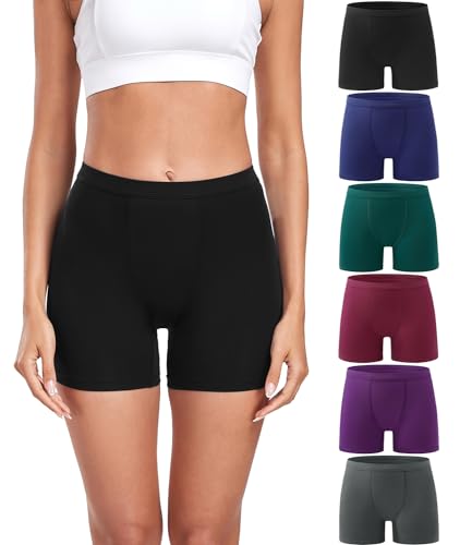 Image of wirarpa Women's Modal Boy Shorts Panties Soft Microfiber Boxer Briefs Underwear 6 Pack Multicolor 3X-Large