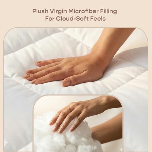Image of SleepyCat Cotton Microfiber Soft Mattress Topper | Baffle Box Quilting 2 Inch Thickness & Breathable Fill Pefect for All Sleepers (King, 75X72 Incheswhite)