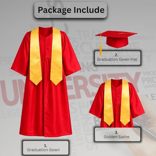 Image of Sarvda Graduation Gown for kids with Cap and Sash, Convocation Dress for Boys and GirlsSchool Ceremony, Fancy Dress