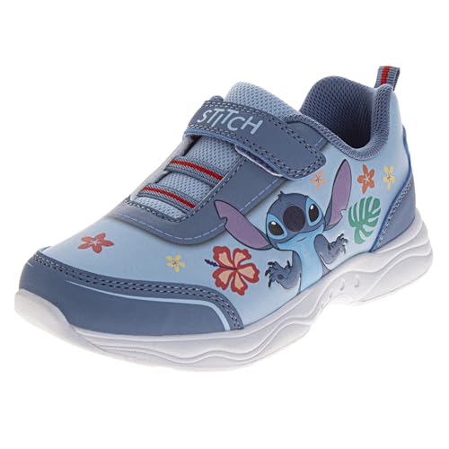 Disney Lilo & Stitch Shoes for Girls Laceless Slip on Hook n Loop Closure - Lightweight Breathable Tennis Runner Athletic Sneakers (Sizes: 10 Toddlers / 11-13 Little Kids / 1-4 Big Kids)